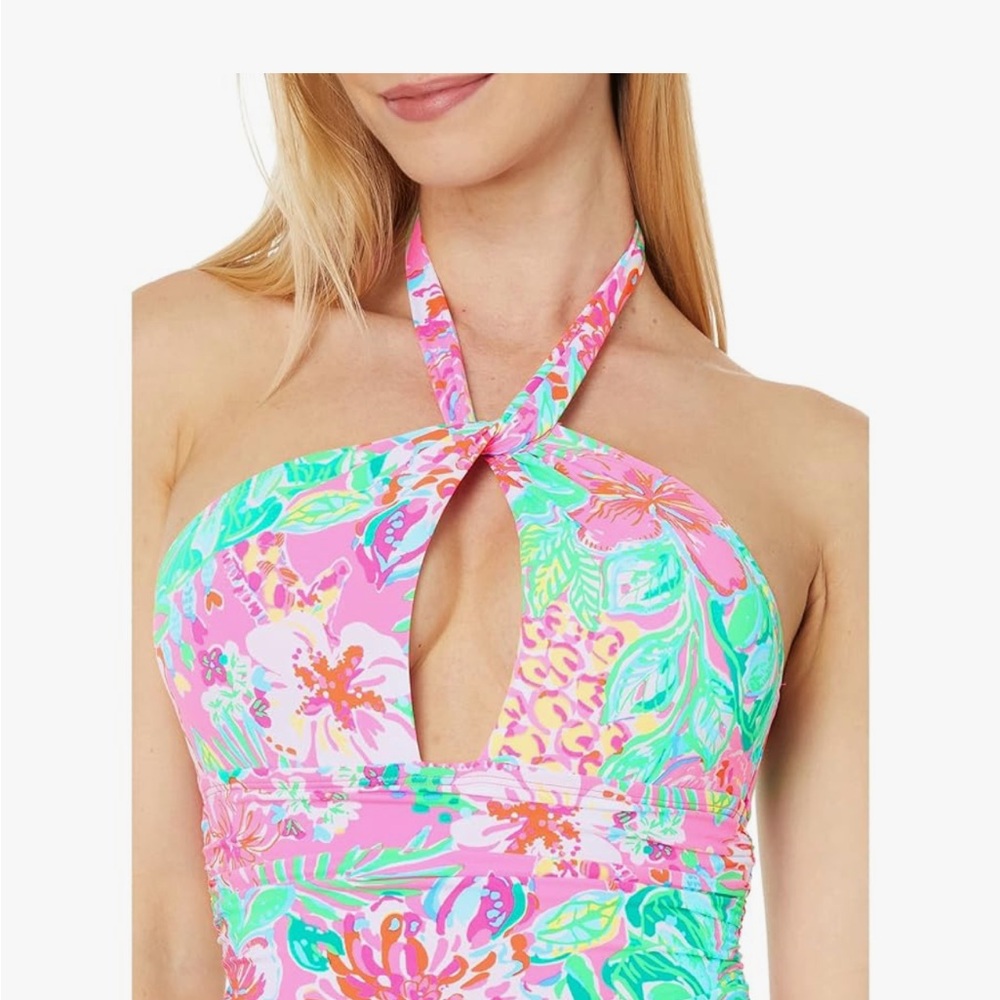 NWT Lilly Pulitzer Ledger Floral Halter Neck Swimsuit in “Journey to the Jungle”